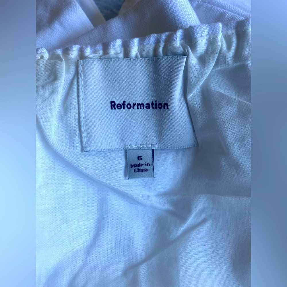 New Reformation Tate Elegant White Halter Linen Top Size 6 - Picture 10 of 14